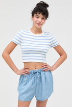 Load image into Gallery viewer, Striped And Knit Crew Neck Crop Top
