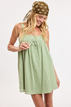 Load image into Gallery viewer, Wide Strap Lace Up Deep Color Swing Mini Dress
