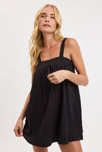 Load image into Gallery viewer, Wide Strap Lace Up Deep Color Swing Mini Dress
