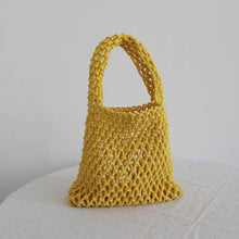 Load image into Gallery viewer, SOLID COLOR HOLLOW MESH WOVEN BUCKET BAG_CWAB1989: White / (OS) 1
